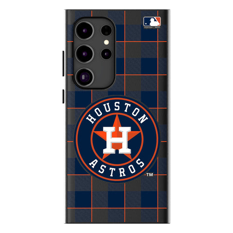 Houston Astros Plaid MagSafe Compatible Phone Case for Samsung Galaxy