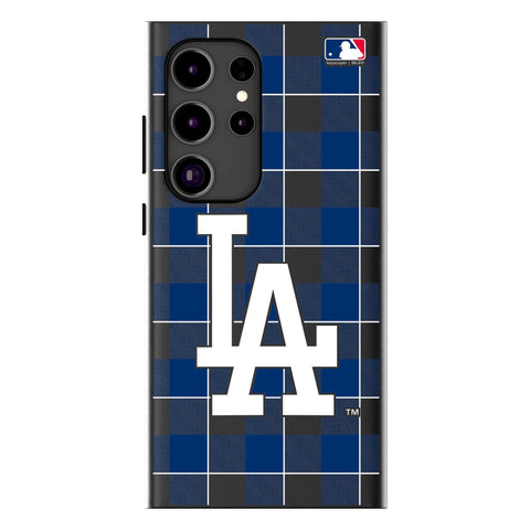 LA Dodgers Plaid MagSafe Compatible Phone Case for Samsung Galaxy