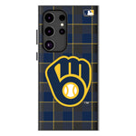 Milwaukee Brewers Plaid MagSafe Compatible Phone Case for Samsung Galaxy