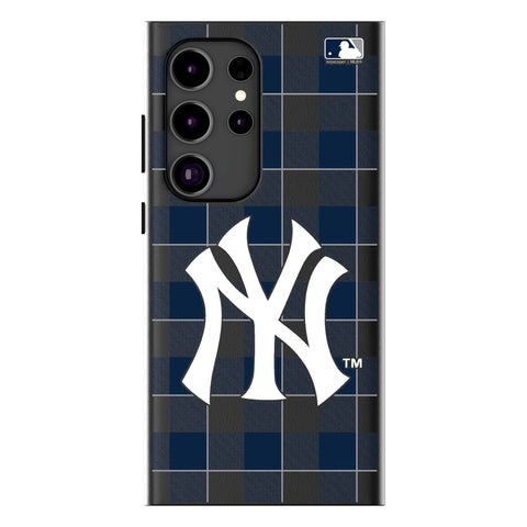 New York Yankees Plaid MagSafe Compatible Phone Case for Samsung Galaxy