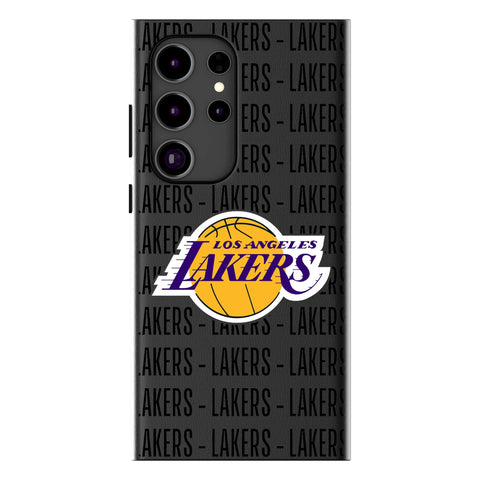 Los Angeles Lakers Text Backdrop MagSafe Compatible Phone Case-0