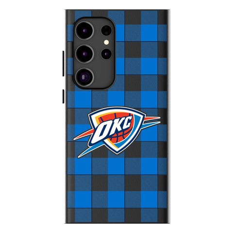 Oklahoma City Thunder Plaid MagSafe Compatible Phone Case for Samsung Galaxy