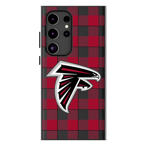 Atlanta Falcons Plaid MagSafe Compatible Phone Case for Samsung Galaxy