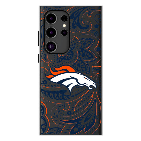 Denver Broncos Paisley MagSafe Compatible Phone Case for Samsung Galaxy