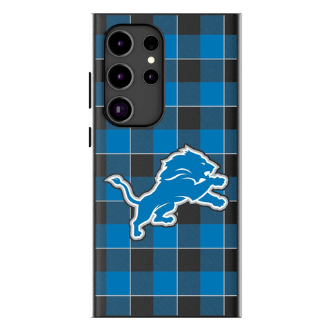 Detroit Lions Plaid MagSafe Compatible Phone Case for Samsung Galaxy