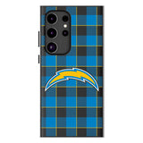 Los Angeles Chargers Plaid MagSafe Compatible Phone Case for Samsung Galaxy