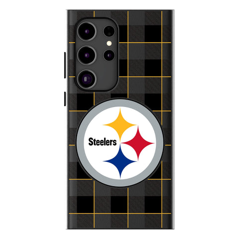 Pittsburgh Steelers Plaid MagSafe Compatible Phone Case for Samsung Galaxy