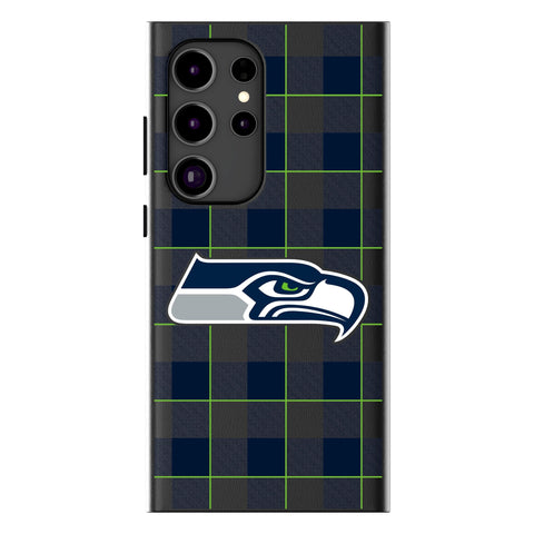 Seattle Seahawks Plaid MagSafe Compatible Phone Case for Samsung Galaxy
