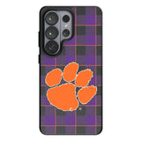 Clemson University Tigers Plaid MagSafe Compatible Phone Case for Samsung Galaxy