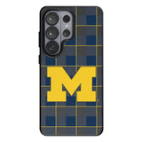 University of Michigan Wolverines Plaid MagSafe Compatible Phone Case for Samsung Galaxy