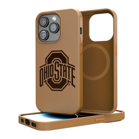 Ohio State Buckeyes Woodburned Brown Magnetic Case