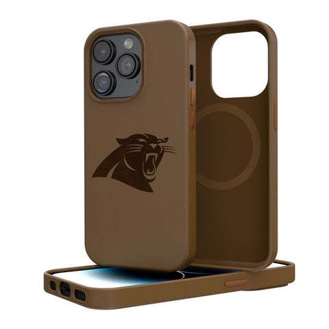 Carolina Panthers Woodburned Brown Magnetic Case-0