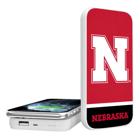 Nebraska Huskers N Endzone Solid 5000mAh Portable Wireless Charger-0