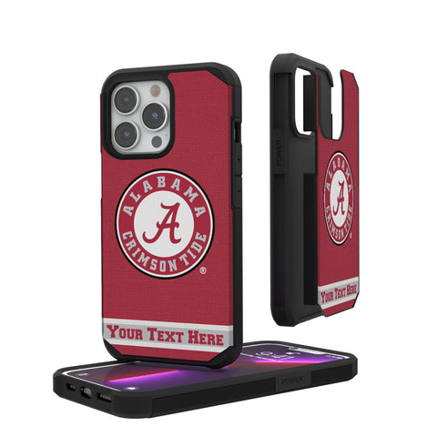 University of Alabama Crimson Tide Personalized Stripe Rugged Phone Case for Apple iPhone