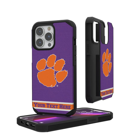 Clemson University Tigers Personalized Stripe Rugged Phone Case for Apple iPhone