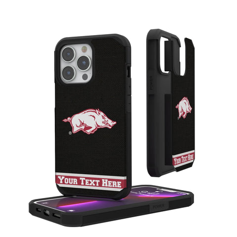 University of Arkansas Fayetteville Razorbacks Personalized Stripe Rugged Phone Case for Apple iPhone