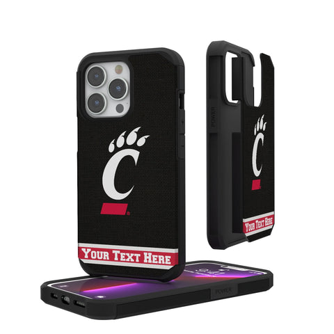 University of Cincinnati Bearcats Personalized Stripe Rugged Phone Case for Apple iPhone