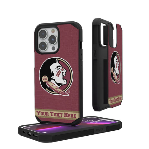 Florida State University Seminoles Personalized Stripe Rugged Phone Case for Apple iPhone