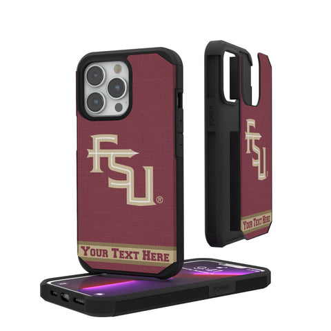 Florida State University Seminoles Athletic Wordmark Personalized Stripe Rugged Phone Case for Apple iPhone