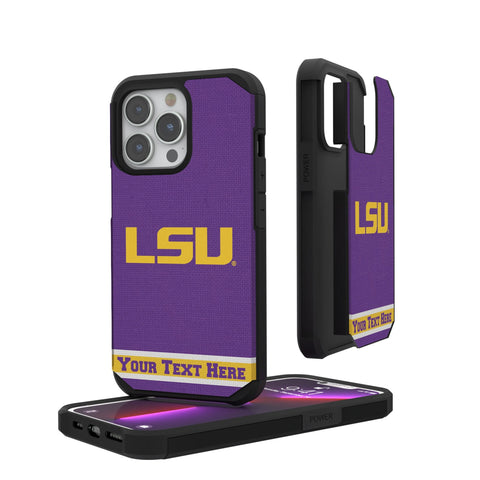 Louisiana State University Tigers Personalized Stripe Rugged Phone Case for Apple iPhone