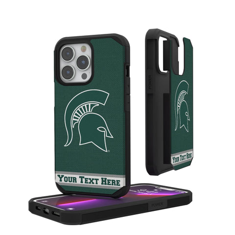 Michigan State University Spartans Personalized Stripe Rugged Phone Case for Apple iPhone