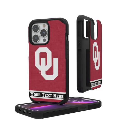 University of Oklahoma Sooners Personalized Stripe Rugged Phone Case for Apple iPhone