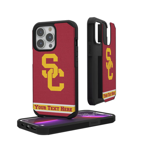 University of Southern California Trojans Personalized Stripe Rugged Phone Case for Apple iPhone