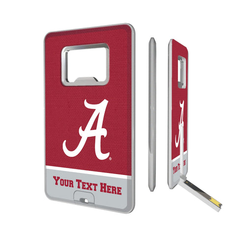 University of Alabama Crimson Tide Script A Personalized Endzone Solid Credit Card USB Drive with Bottle Opener 32GB