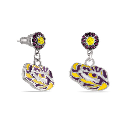LSU Tiger Eye Crystal Drop Earrings