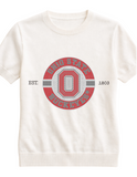 Ohio State Circle Decal Ivory Short Sleeve Sweater