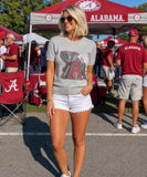 University of Alabama Big Al Block A Grey Short Sleeve Sweater
