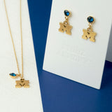 Michigan Wolverine Earrings Crystal Drop 18K Gold Finish