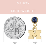 Michigan Wolverine Earrings Crystal Drop 18K Gold Finish