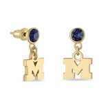 Michigan Wolverine Earrings Crystal Drop 18K Gold Finish