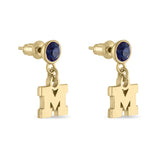Michigan Wolverine Earrings Crystal Drop 18K Gold Finish