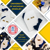 University of Michigan Earring Studs Go Blue 18K Gold Finish