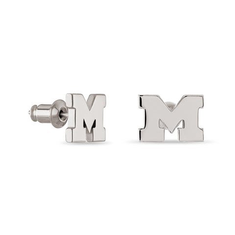 Michigan Stud Earrings Block M Stainless Steel