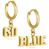 Michigan Wolverine Earrings Go Blue 18K Gold Finish