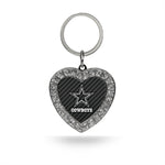 Dallas Cowboys Carbon Fiber Design Rhinestone Heart Keychain