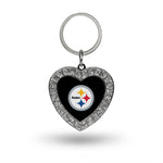 Pittsburgh Steelers Rhinestone Heart Keychain