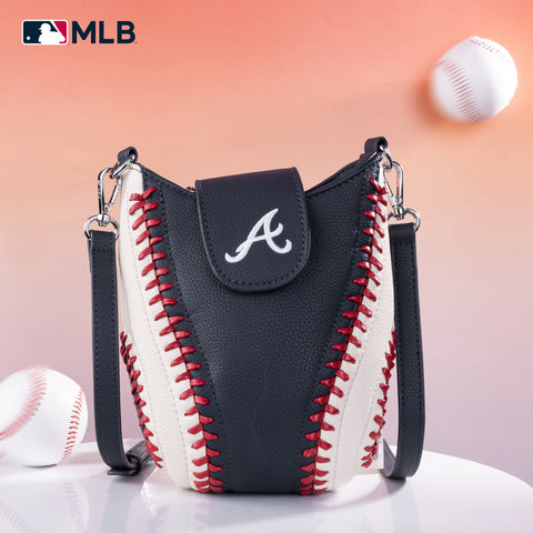 MLB Atlanta Braves Team Baseball Stitch Crossbody -Blue
