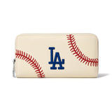 MLB Los Angeles Dodgers Zip Wallet Baseball Stitch Detail