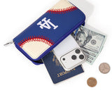 MLB Los Angeles Dodgers Zip Wallet Baseball Stitch Detail