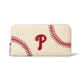 MLB Philadelphia Phillies Zip Wallet Baseball Stitch Detail