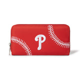 MLB Philadelphia Phillies Zip Wallet Baseball Stitch Detail