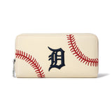 MLB Detroit Tigers Zip Wallet Baseball Stitch Detail