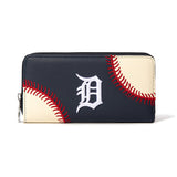 MLB Detroit Tigers Zip Wallet Baseball Stitch Detail