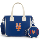 MLB New York Mets Team Tote/Crossbody with Baseball Coin Pouch