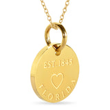 Florida Map Engraved Charm Necklace - 18K Gold Plate