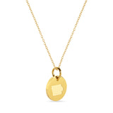 Iowa Map Engraved Charm Necklace - 18K Gold Plate
